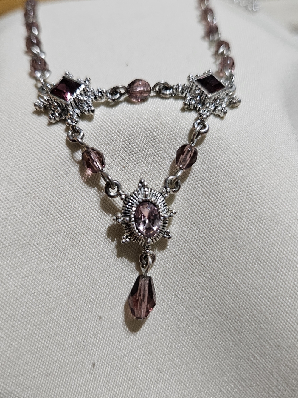 Pink Beaded Pendant Necklace